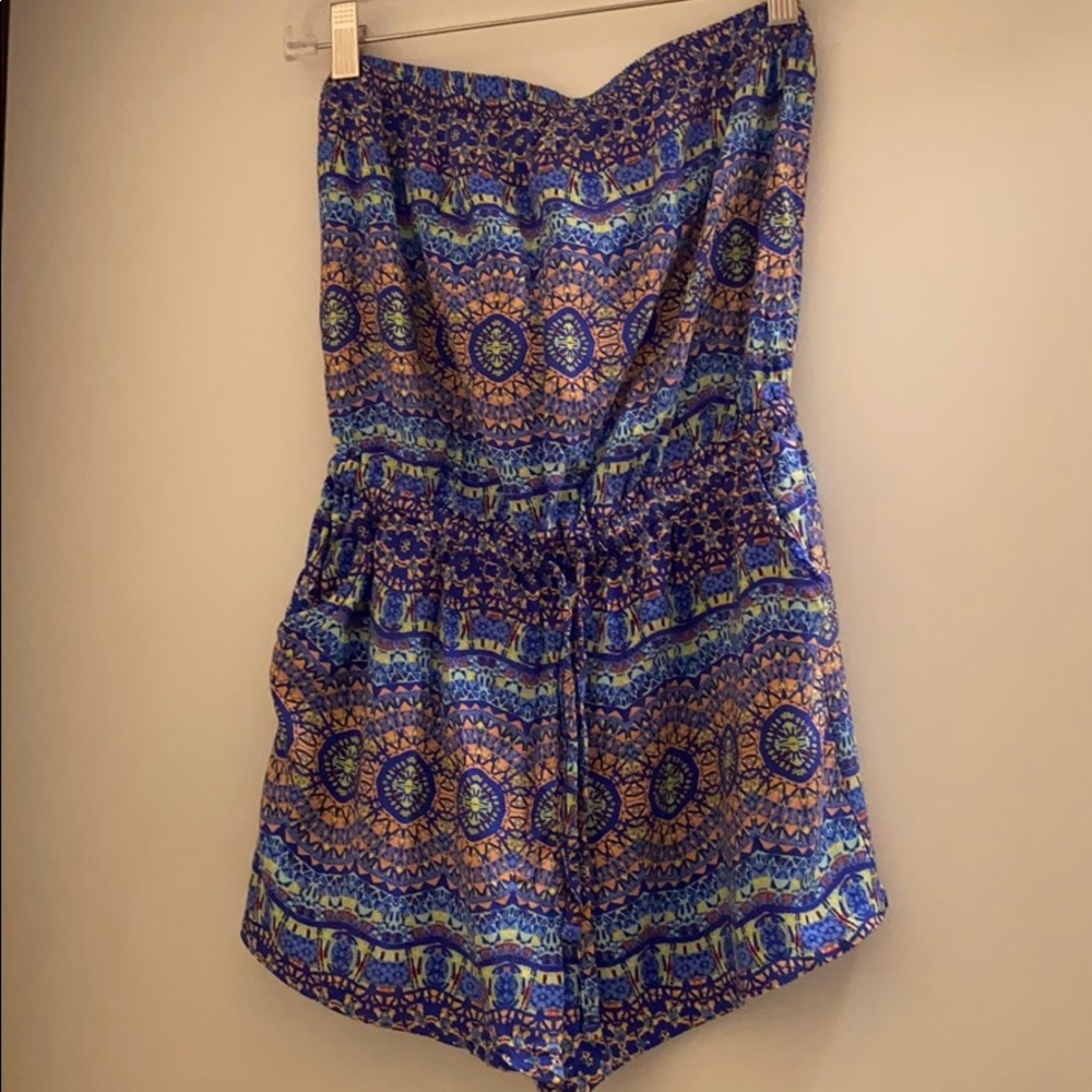 Patterned Strapless/Tube Top Romper